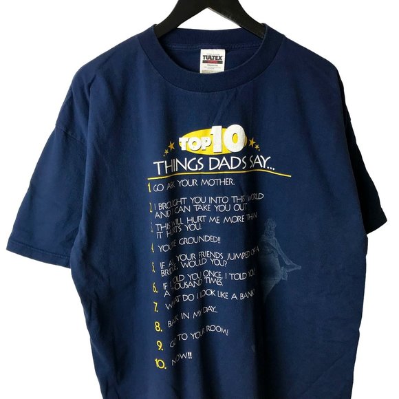 Vintage 90s Top 10 Things Dads Say T Shirt Blue 2XL XXL Humor Funny Graphic Tee - Picture 1 of 14